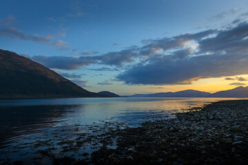 Lake Onich . Inner sea of West Scotland. Fort William. Scotland. Sunset.