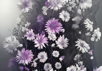 Floral abstract with deep shadows duotone.