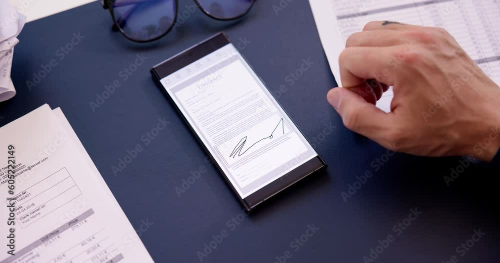 Poster digital signature on contract document online