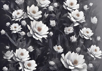 Floral abstract with deep shadows duotone.