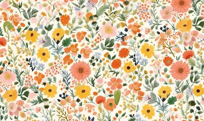 watercolor-style wild flowers pattern
