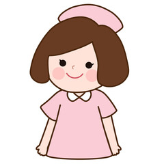 A cute cartoon-style nurse girl.