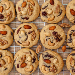 Fresh baked homemade mixed nut chocolate cookie