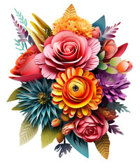 Fototapeta na wymiar floral background with flowers, 3d sublimation Floral Bouquet Clipart, 3D sublimation with a stunning Floral Bouquet Clipart, designed to elevat and transparent background, Created using generative AI