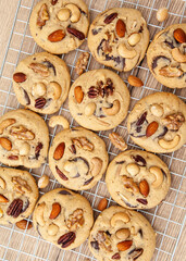 Fresh baked homemade mixed nut chocolate cookie