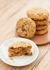 Fresh baked oatmeal and raisin soft cookie