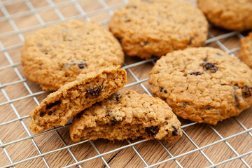 Fresh baked oatmeal and raisin soft cookie