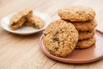 Fresh baked oatmeal and raisin soft cookie