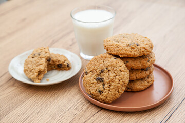 Fresh baked oatmeal and raisin soft cookie