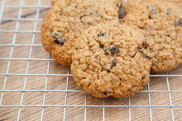 Fresh baked oatmeal and raisin soft cookie