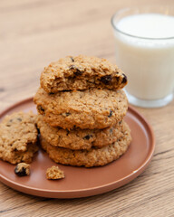 Fresh baked oatmeal and raisin soft cookie