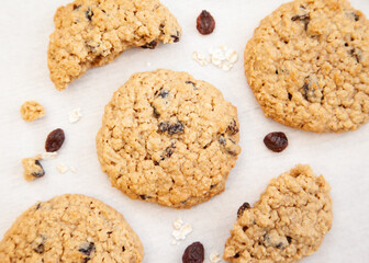 Fresh baked oatmeal and raisin soft cookie