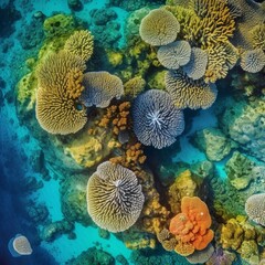 Aerial View of Coral Reef, Generative AI