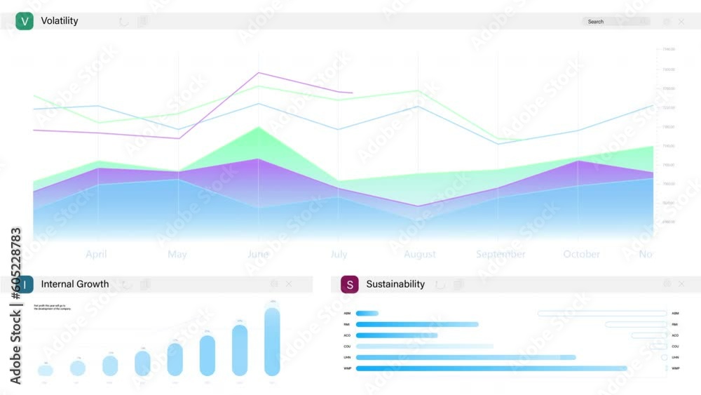Poster Professional Business Management Software On White Background With Financial Chart And Data About Growth And Sustainability. Application For Entrepreneurs. Mockup Template For Computers And Laptops.