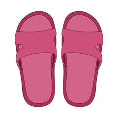 Vector pink rubber slippers isolated on white background.