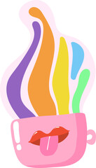 Coffee mug Rainbow colorful in flat style