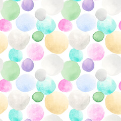 Watercolor seamless pattern of spots of delicate shades. Abstract watercolor background with white background