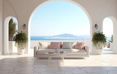 Fototapeta na wymiar Luxury modern apartment with a terrace and a beautiful sea view