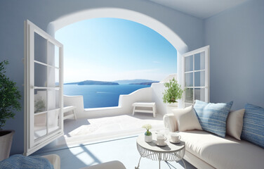 Fototapeta na wymiar Luxury modern apartment with a terrace and a beautiful sea view