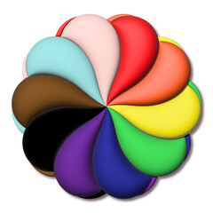 3d rainbow flower. LGBT flag. Plain white background.