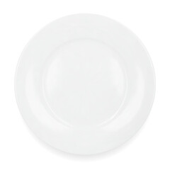 White round empty plate top view. Vector illustration isolated on white background