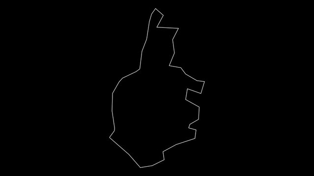 Tulkarem district map of Palestine outline animation