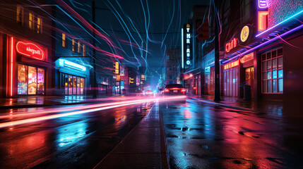 Neon Urban Street Generative AI