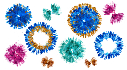 a set of individual texture elements with acrylic