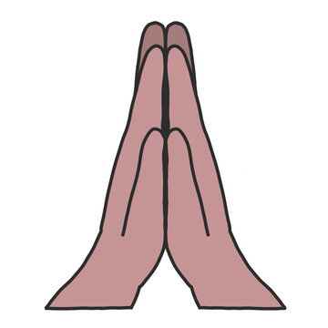 Two hands folded in prayer, dark skin tone, Welcome hand, Buddhism concept
