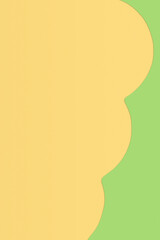 Paper yellow background with shaped green elements.