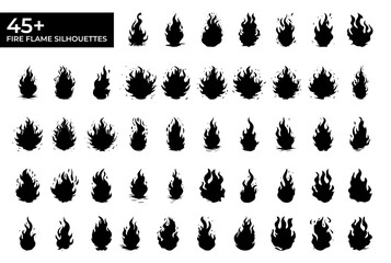 fire flame silhouettes icon set