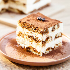 Tiramisu Cake, made from ladyfinger brushed with espresso and filled with creamy mascarpone cream
