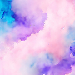 A colorful watercolor background with a pink, purple and blue background, Ai generated