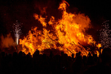 Fototapeta na wymiar bonfires on the night of San Juan