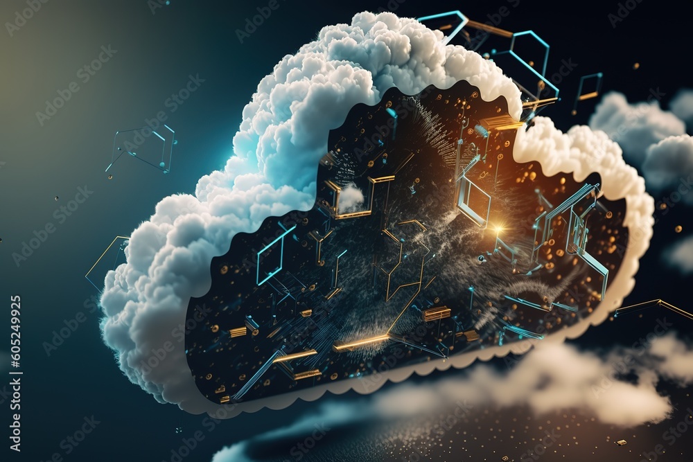 Poster Abstraction of modern cloud technologies.Generative AI