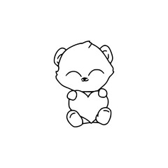 Teddy bear in hand drawn doodle style icon isolated on transparent background