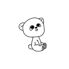 Teddy bear in hand drawn doodle style icon isolated on transparent background