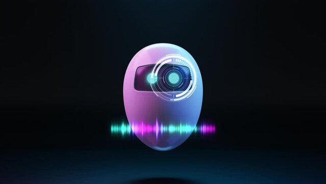 Artificial intelligence with hologram dashboard and soundwave, 4k footage