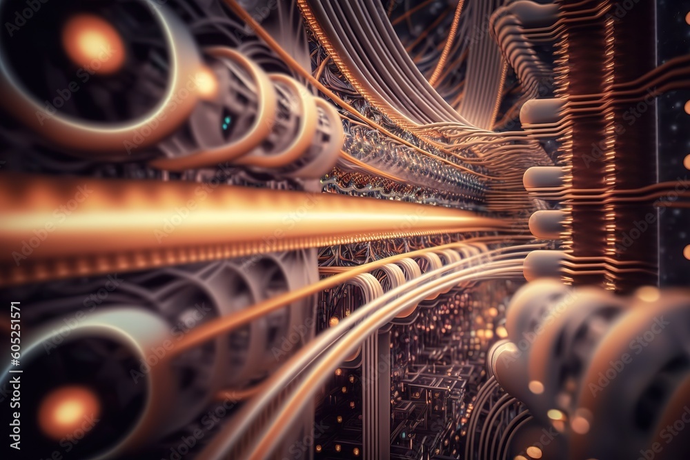 Poster Abstraction of modern connection technologies, wire connections.Generative AI
