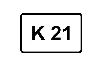 Illustration eines Kreisstraßenschildes der K 21 in Deutschland	 - obrazy, fototapety, plakaty
