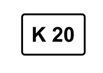 Illustration eines Kreisstraßenschildes der K 20 in Deutschland	