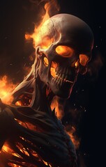 skull in flames