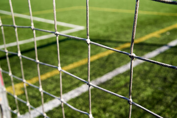 Close up of a net at a football playground