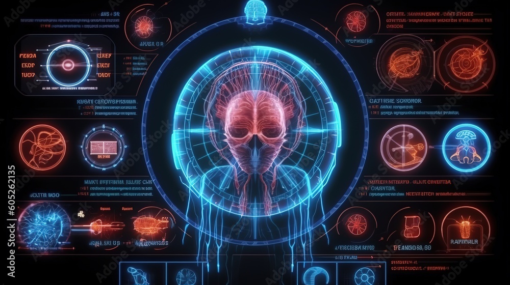 Fototapete mrt futuristic scanning in hud style design.hud,gui for game background design. technology backgroun