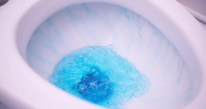 Water clean swirl to the empty restroom. Everyday cleanup flush lavatory. Sanitary disinfection in a bowl for good health.