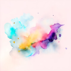A colorful watercolor background with a pink purple, blue and white background, Ai generated