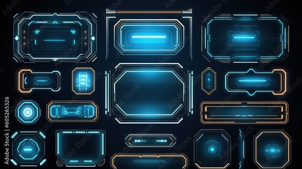 Aufkleber Abstract technology ui futuristic concept hud interface hologram elements of digital data chart.Hud,GUI for game background design. Technology background. Digital data. Generative AI