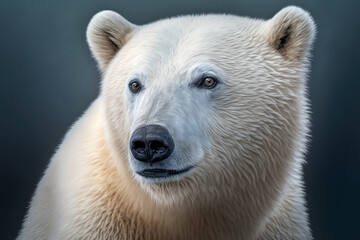 Obraz na płótnie Canvas Arctic bear portrait on dark background. AI Generative