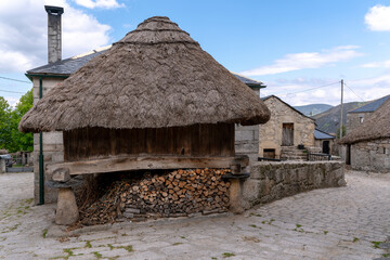 Preroman huts in Piornedo Village. Ancares mountain area, Galicia, Spain