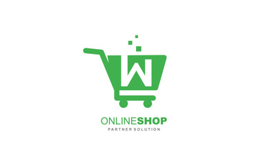 W Letter online shop logo template